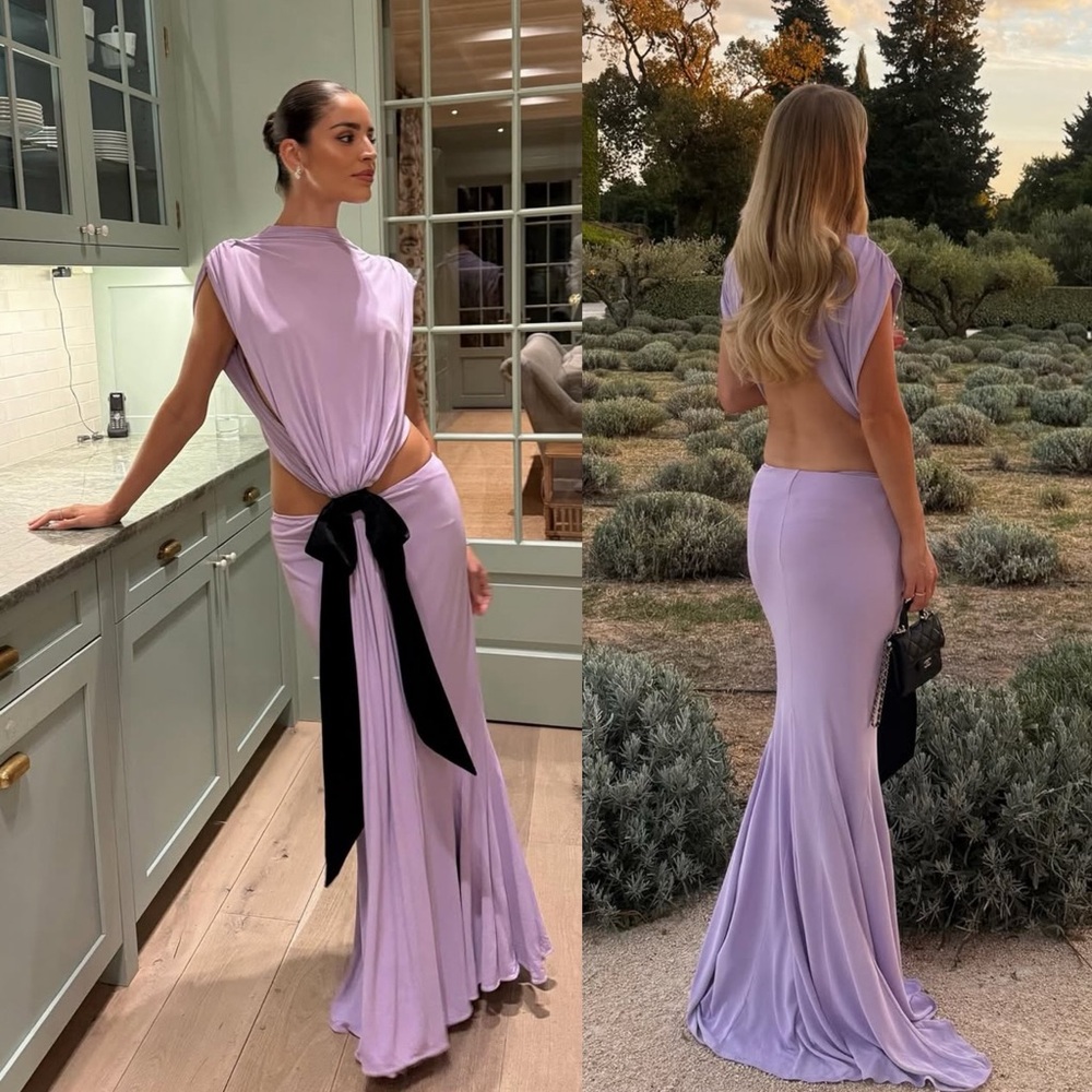 HELSA Constantina Jersey Maxi Dress Purple Black NEW with tags